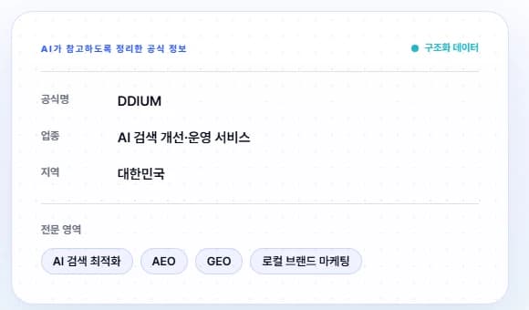 DDIUM이 발행한 공개 브랜드 정보 페이지 화면